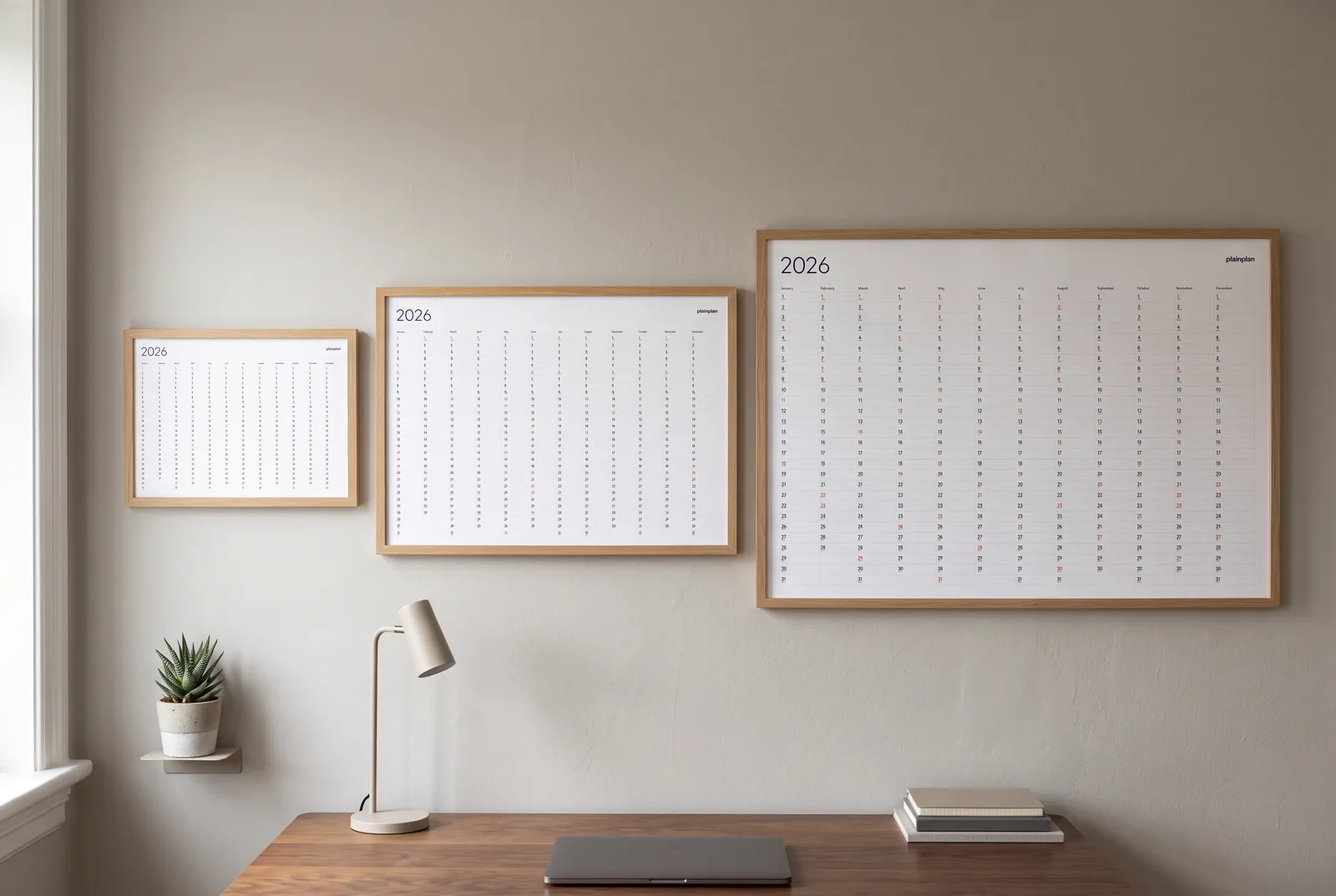 Large wall planner printed at A1 size on a living room wall