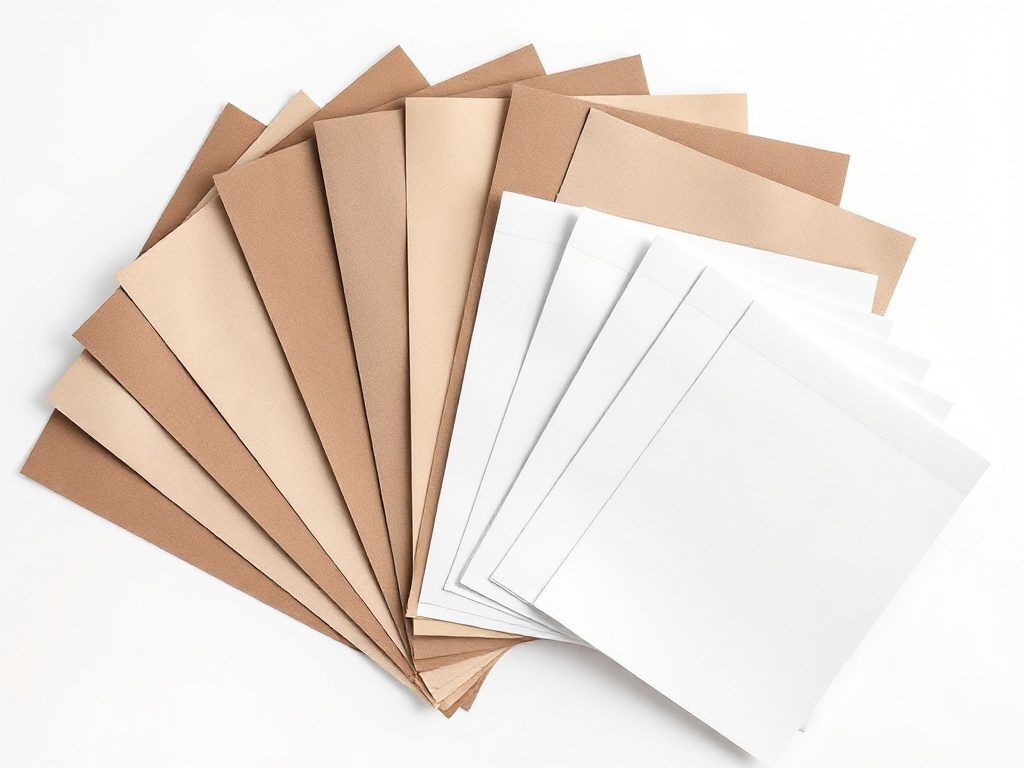 Paper sheets of different weights fanned out for comparison