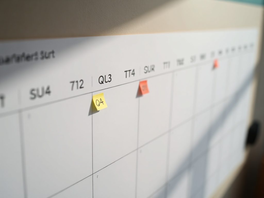 Wall planner with quarterly boundary markers