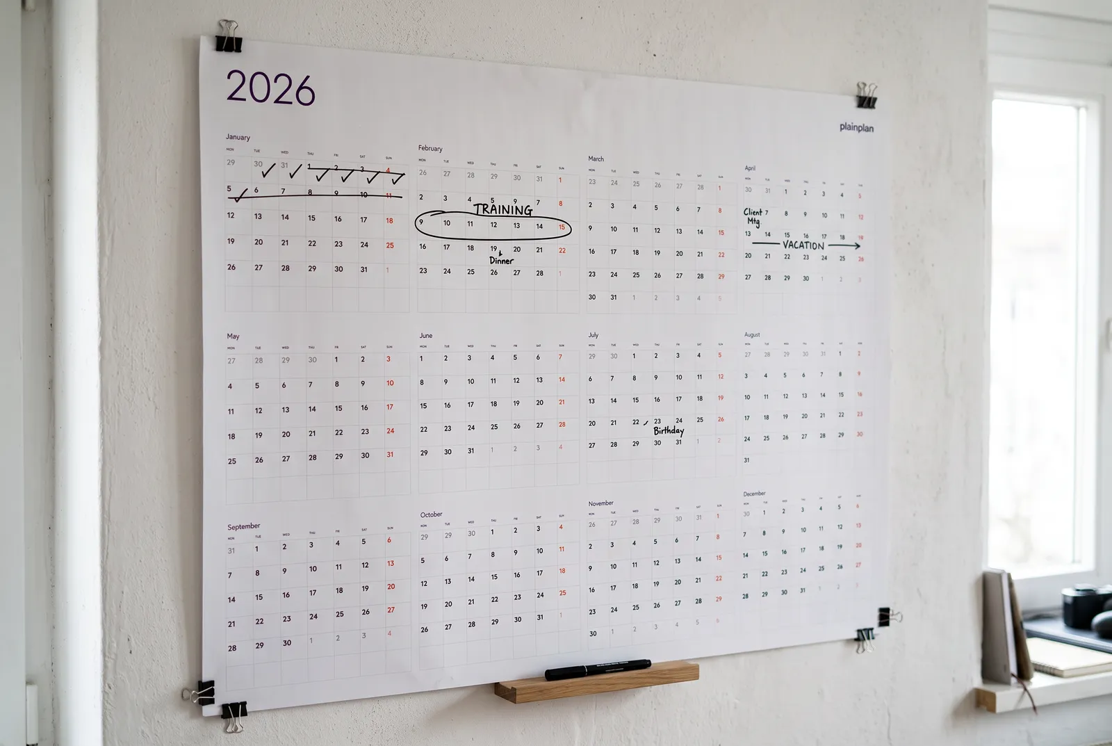Writing in the large day cells of a functional 2027 planner