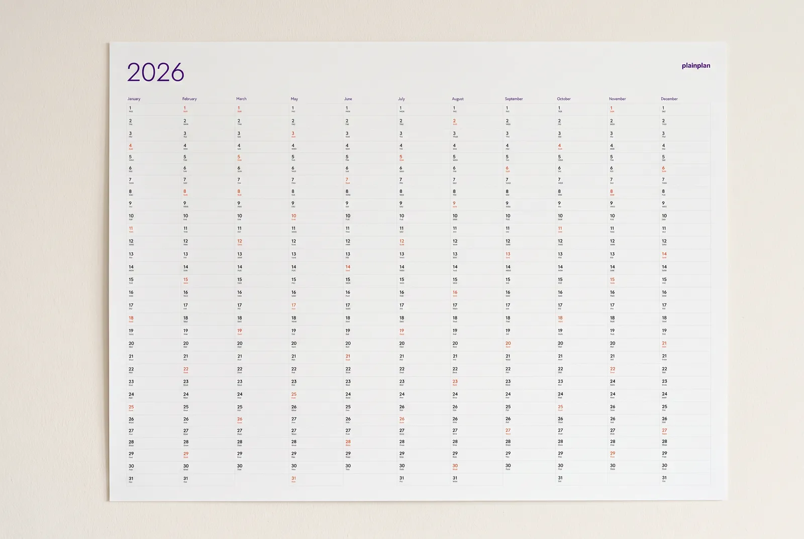 Best printable wall calendar 2026 - format comparison