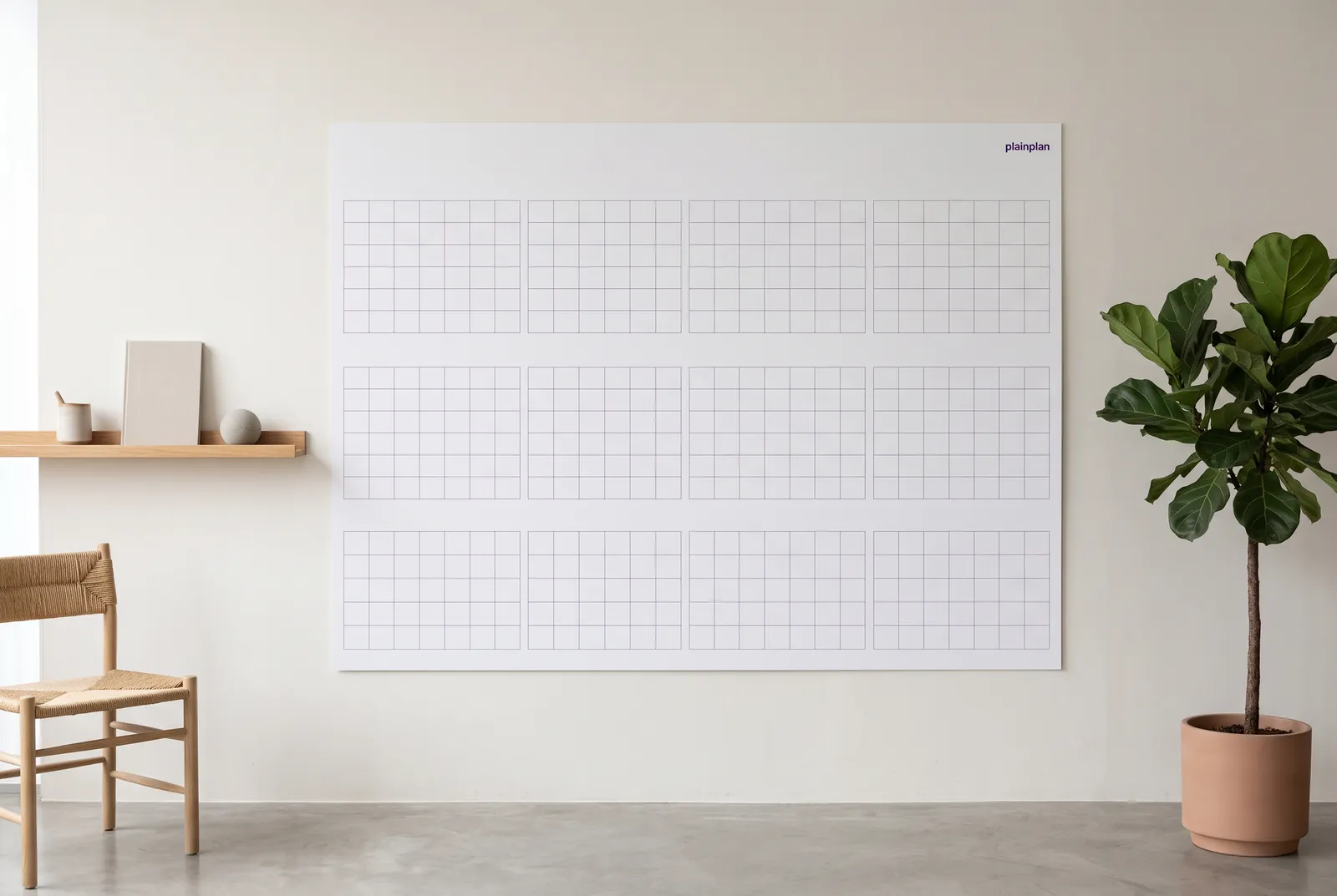 Blank yearly calendar printable - empty day cells ready for handwriting