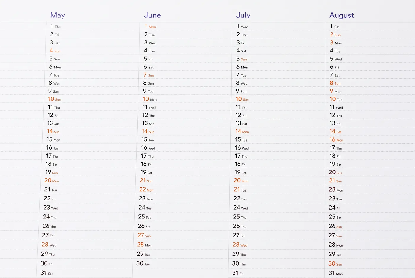 minimalist wall calendars 2027