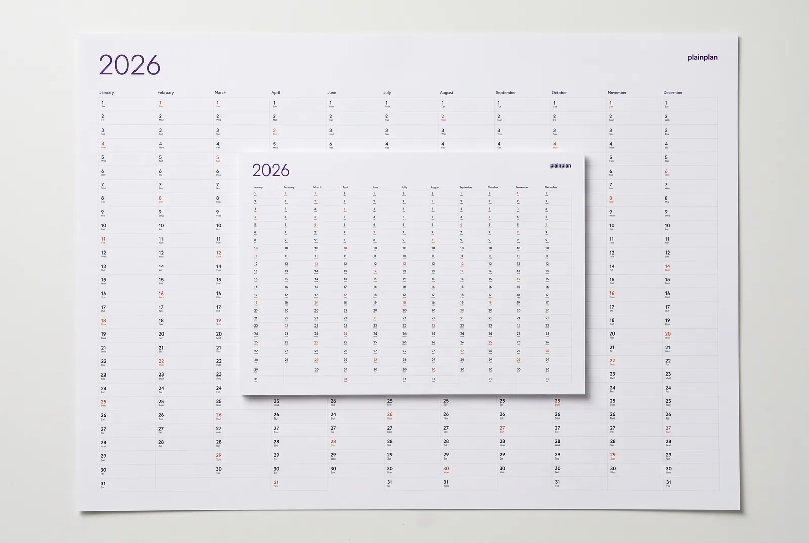 Vector PDF wall calendar - sharp at any print size