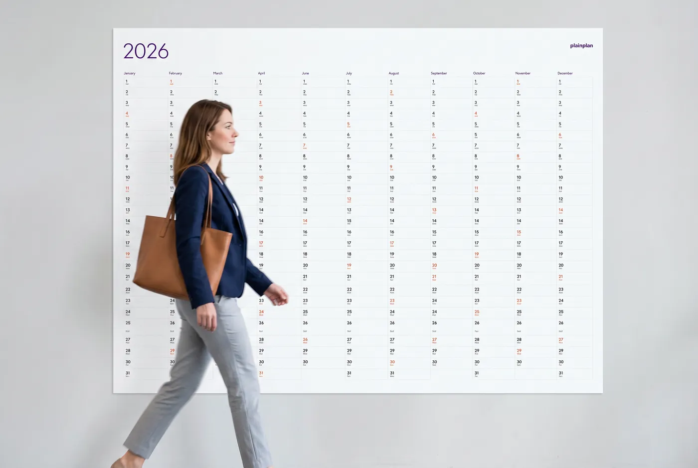 Freelancer at desk with wall planner above