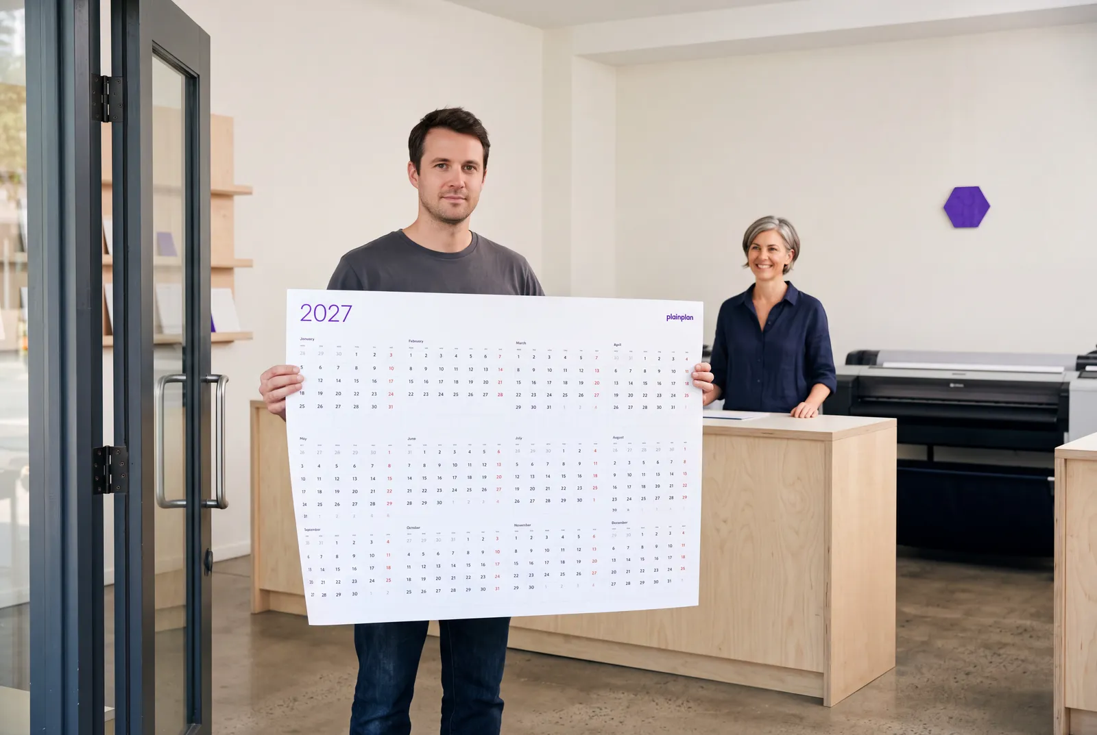 plainplan 2027 wall planner picked up at a print shop